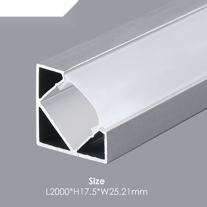 25.21mm x 17.5mm Corner Aluminum Profile with PC Cover - 2m Kit (0.9mm Thickness)
