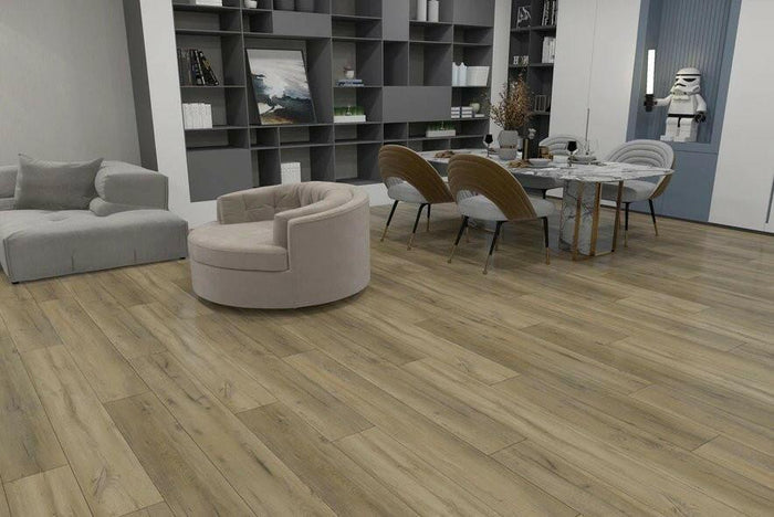 Beautiful room with 8mm vinyl flooring installed in the colour 804 Trail Bay by Woden Flooring sold by Advanced Flooring in Kitchener-Waterloo.