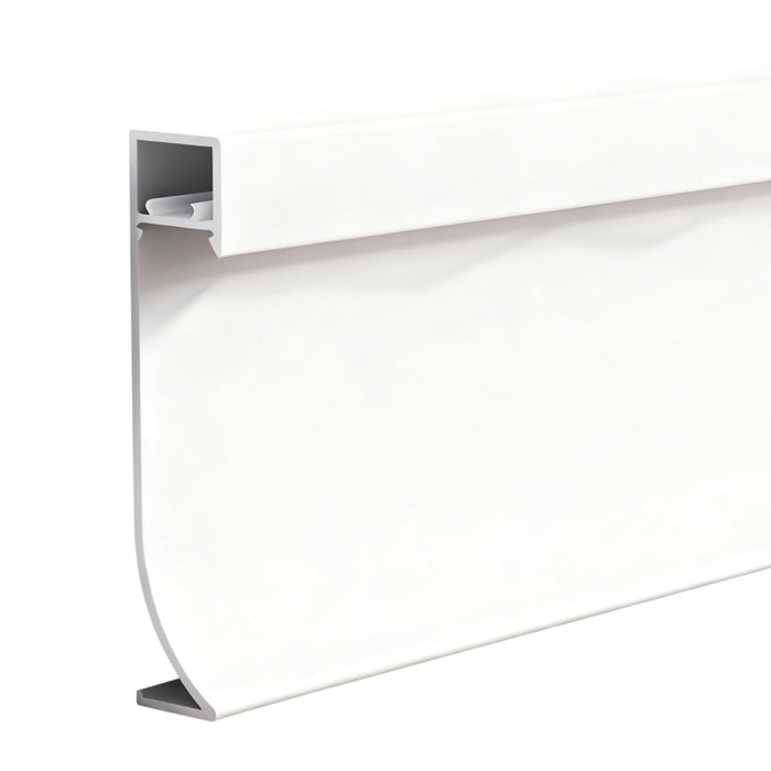 Aluminium skirting profile, flat stepped design with an 80 mm height, Thickness 1.1mm, Length 2 Meters