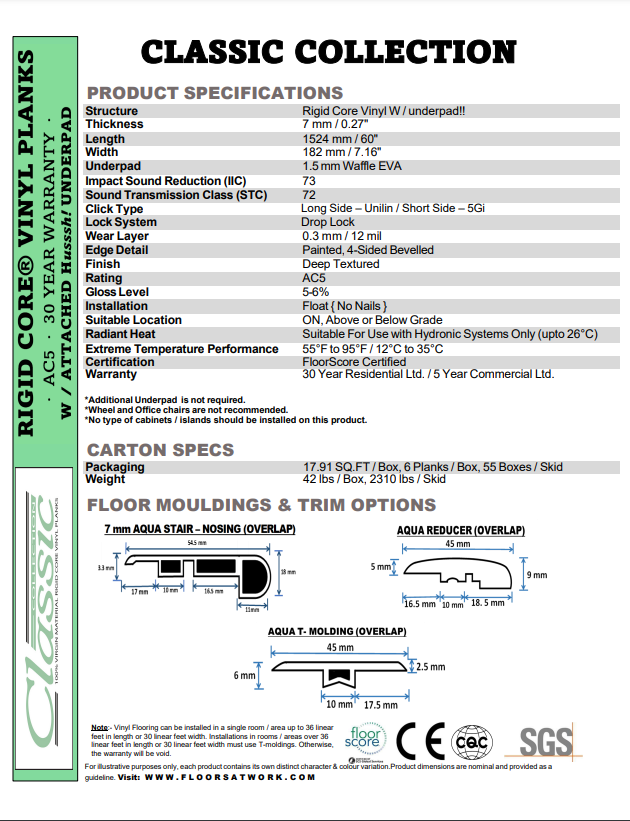 BALI - AQUAPLUS Classic 7mm SPC Vinyl Flooring