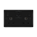 BG Nexus Metal Matt Black 2 Gang USB Charging Socket