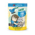 A vibrant pouch of BFF Best Feline Friend Chicken Cherish cat food shows a child hugging a gray cat, highlighting its grain-free, gluten-free recipe made with cage-free chicken.