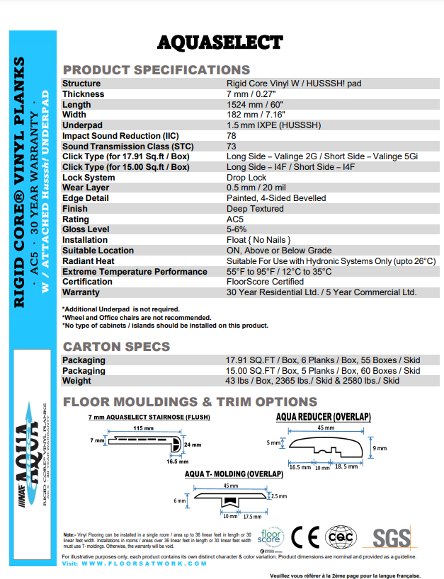 Grand Bend - AQUAPLUS Select 7mm SPC Vinyl Flooring