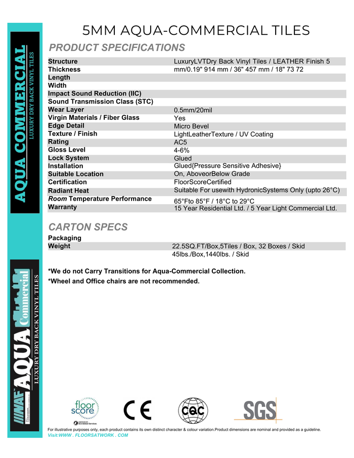 Graphite - 5mm NAF Aqua Dry back Vinyl Tile 18” x 36”