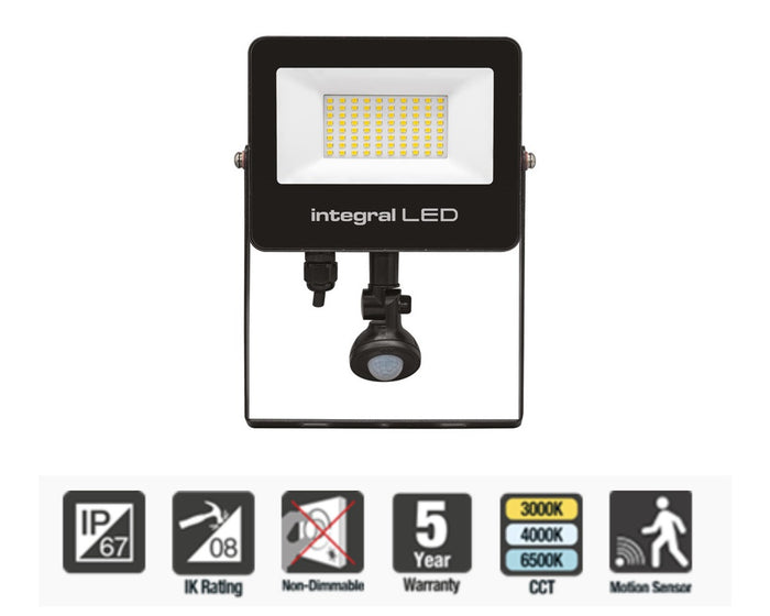 Integral Super Slim 2 Floodlight, 50W 5000LM, PIR, Tuya CCT Dimmable