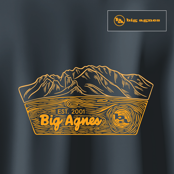 Big Agnes Returns logo with mountain design on a dark background