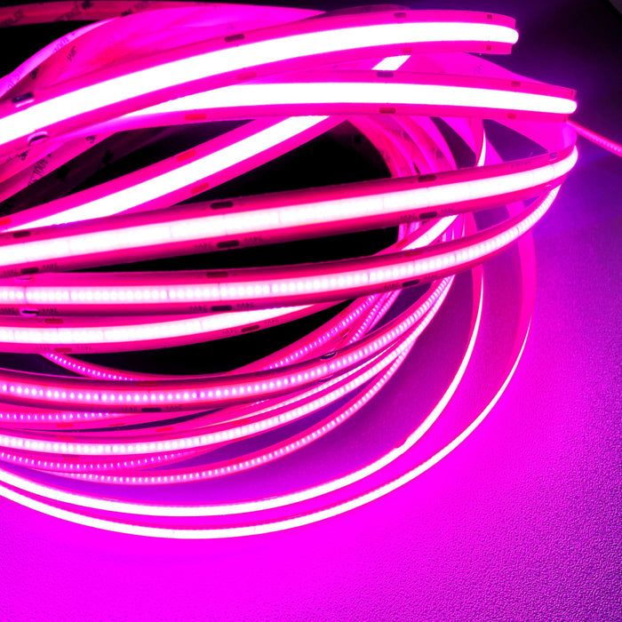 Pink COB LED Strip Light - 24V, 528 LEDs/m, 14W/m