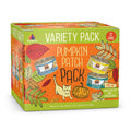 Weruva’s Pumpkin Patch Pack features 12 cans of chicken and mackerel cat food in autumn-themed packaging with pumpkins and a cat. All recipes are grain, gluten, and carrageenan free.