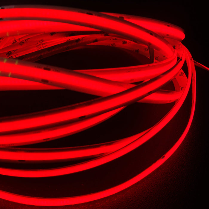 Red COB LED Strip Light - 24V, 528 LEDs/m, 14W/m
