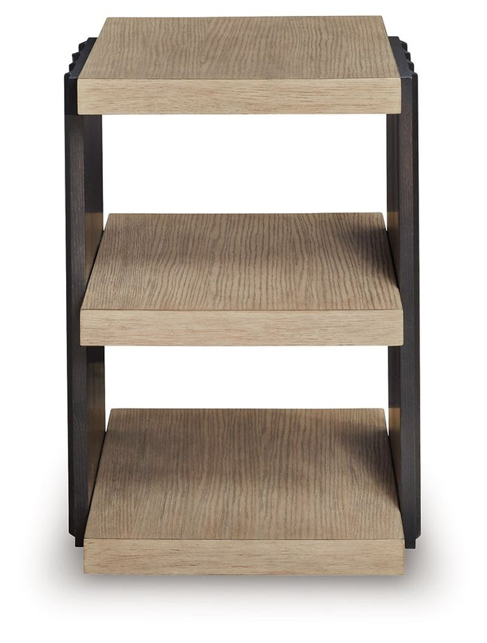 Rylandyn - Rectangular End Table - Black / Light Brown