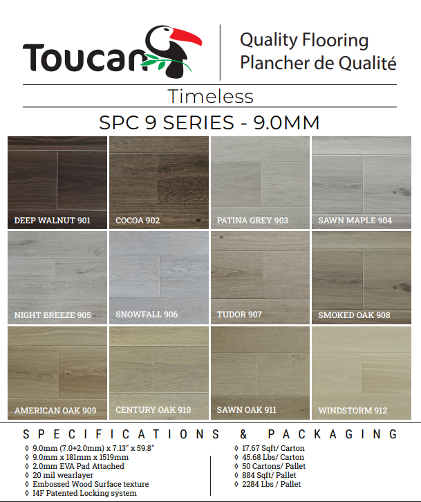 Toucan 9mm vinyl series colours and specs