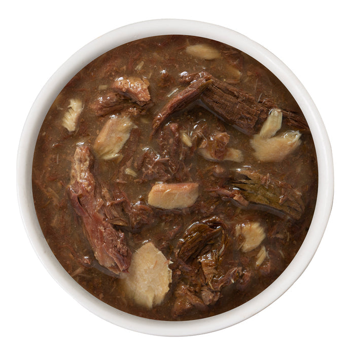 BFF Best Feline Friend Tuna & Salmon Sweet Cheeks—chunky shredded meat in rich gravy, perfect for cats who love savory flavors—photographed from above on a white background.