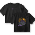 The W's Cosmic Sky T-Shirt by Big Agnes features a small front logo and a bold Cosmic Sky mountain, river, and sky graphic with “Big Agnes EST 2000” on the back. This black, limited edition tee is perfect for outdoor enthusiasts.
